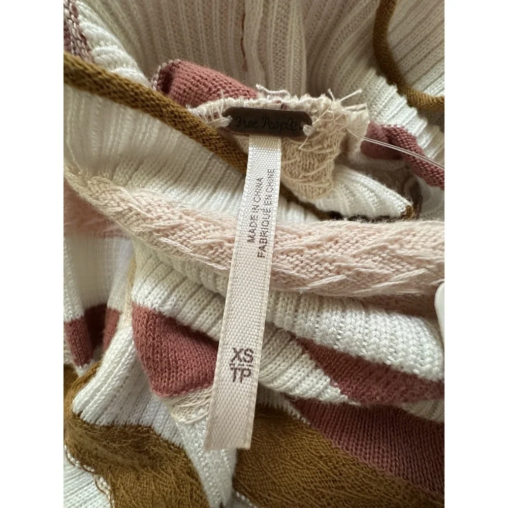 NWT Free People Stripe Turtleneck Sweater &‎ Chevron Mini Skirt Set XS Neutral